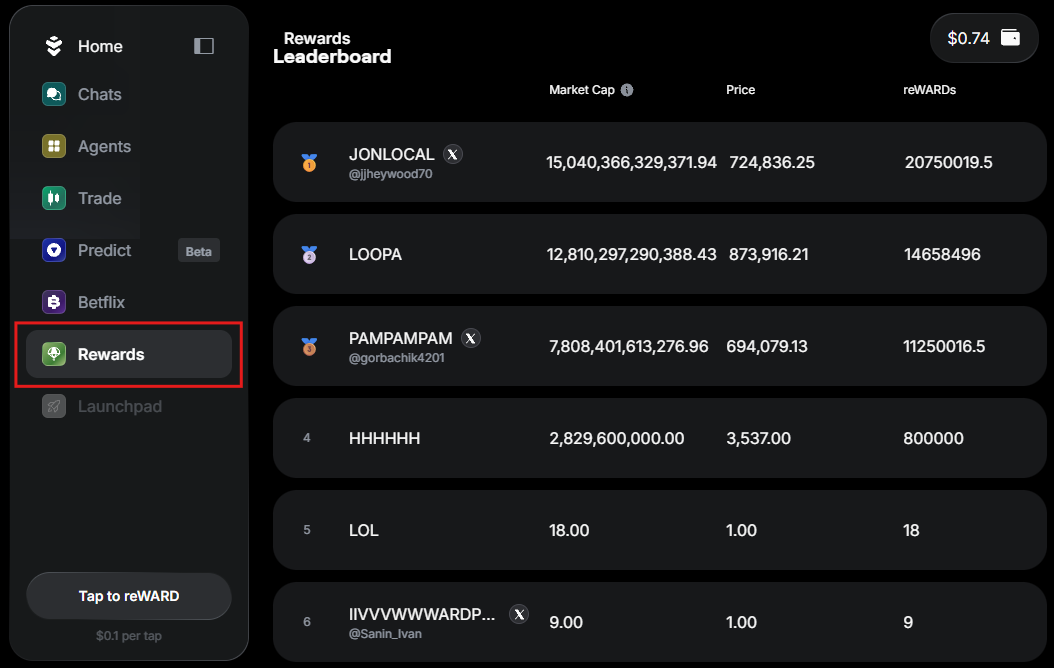 View the reWARD leaderboard in Warden